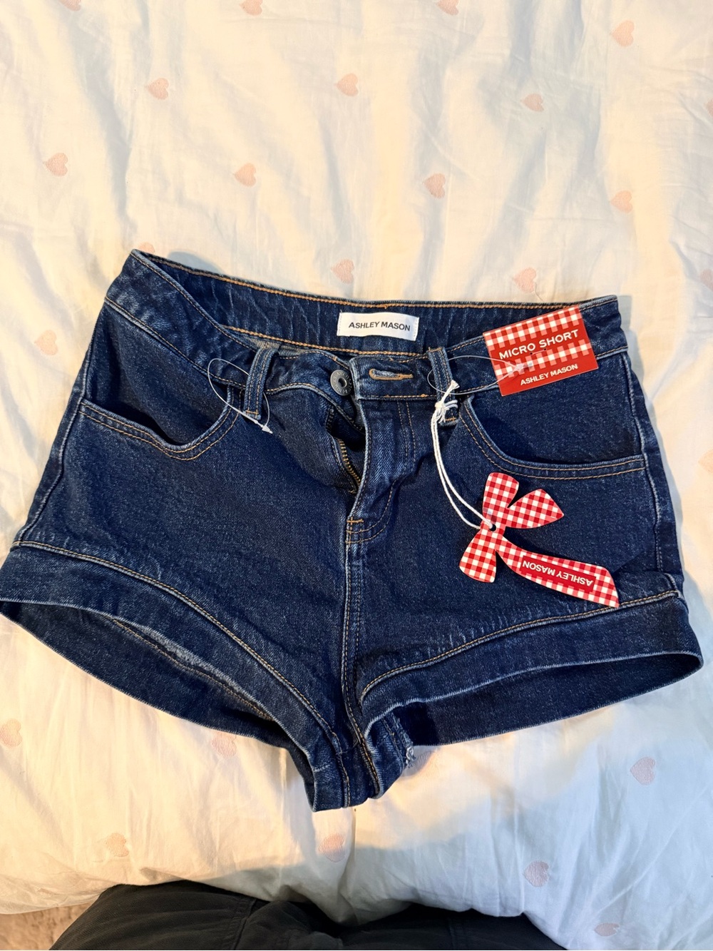 Ashley Mason Dark Wash Micro Denim Shorts NWT Size